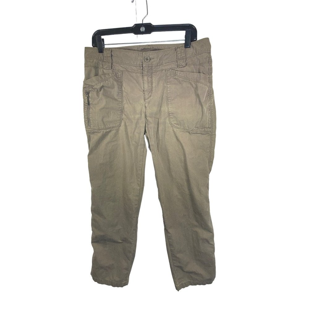 The North Face Cotton Blend Roll Up Convertible Pants Brown Tan Size 10